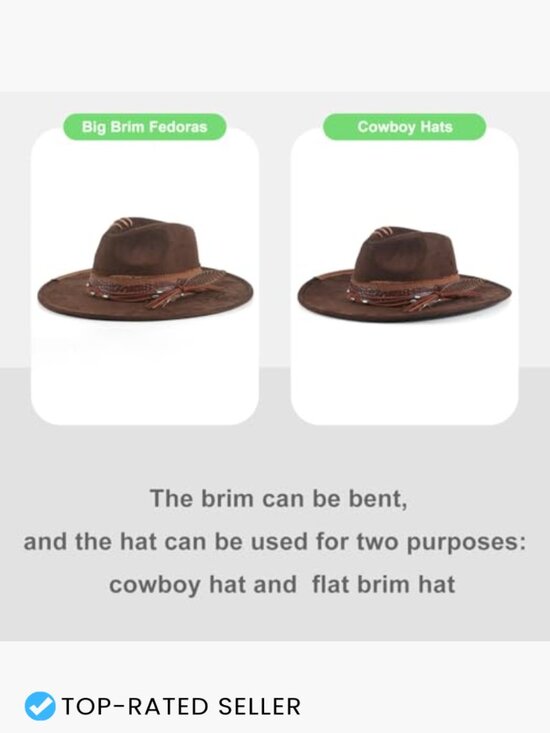 Wide Brim Fedora Hat Unisex Felt Handmade Boho Western Suede Panama main image 4